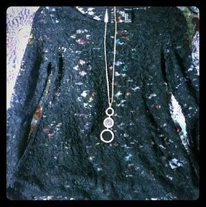 New Forever 21 bell sleeve lace black top